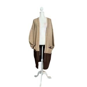 Devotion By Cyrus Oatmeal Heather Long Open Cardigan Duster Size XL NEW